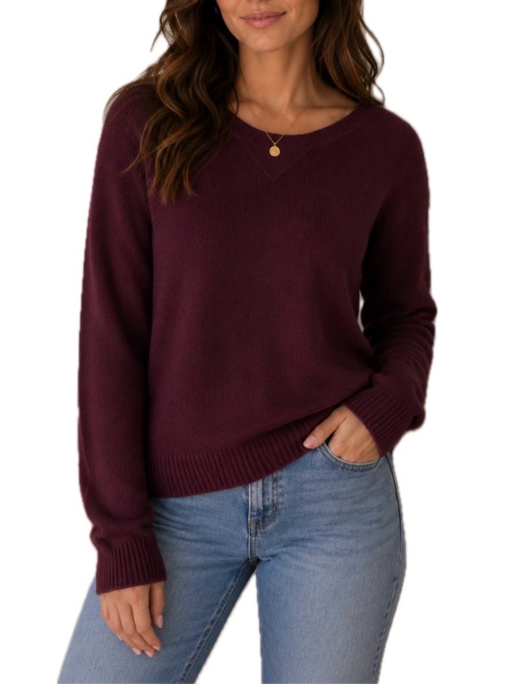 American Eagle Outfittersβ Maroon Crew Neck Women's Pullover Sweater Size XS